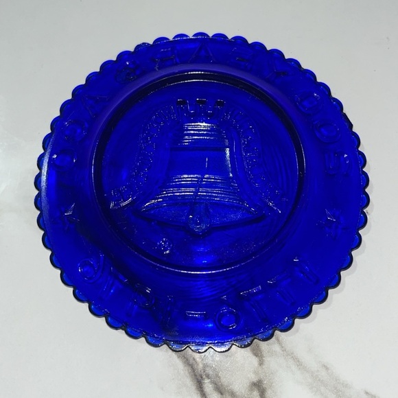 MOSSER CUP PLATE 1776-1976 Bicentennial 200 Years Ago LIBERTY BELL COBALT BLUE - Picture 4 of 6